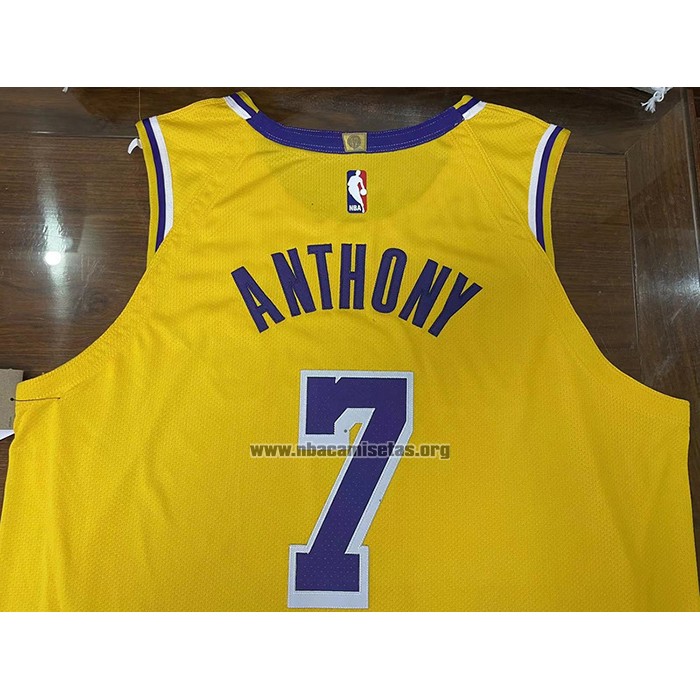Camiseta Los Angeles Lakers Carmelo Anthony NO 7 Icon Autentico Amarillo